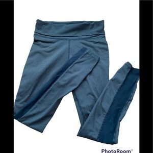 Nike Dri-Fit Fold Over Waistband Striped Leggings in Olive Green/Black - Small